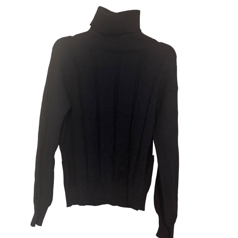 Ellen Tracy Black Knit Sweater Long Sleeve Turtleneck NWT